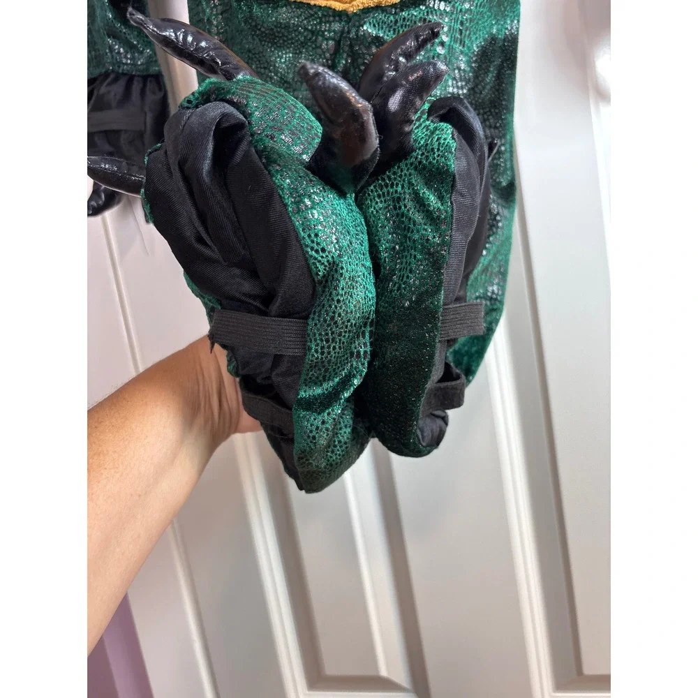 Dream Play Imagine Green Dragon Costume Kids Size 4T Metallic Scaly Jumpsuit